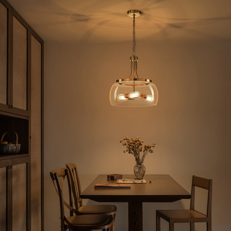 Luminaire suspendu en verre transparent Aliette , Doré