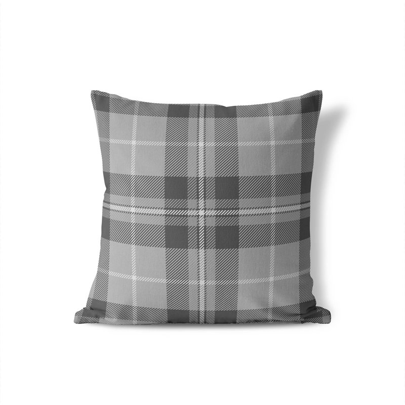 Coussin Tartan, H 18 po x l 18 po, Gris