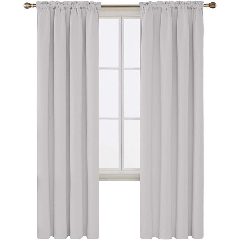 Arnisa Room Darkening Curtain Pair, 42" W x 84" L, Greyish White