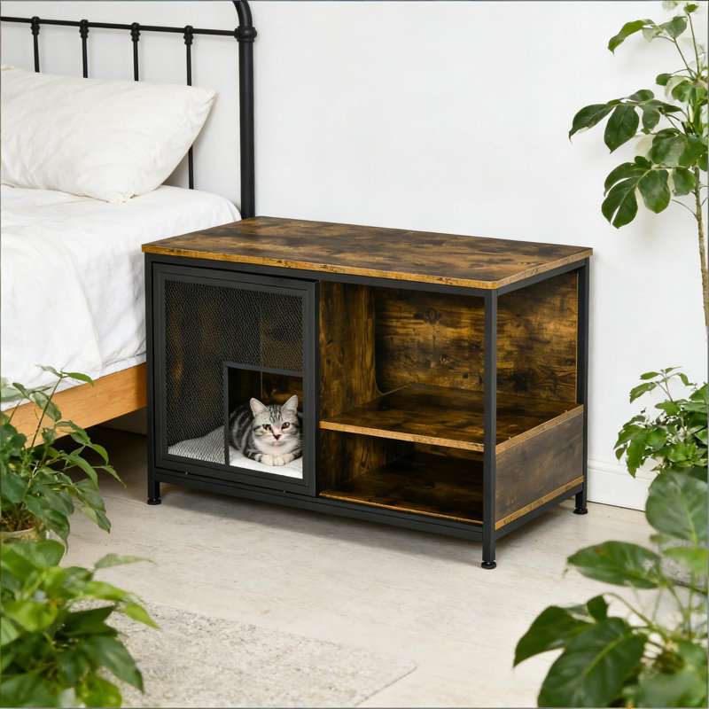 Table de bout pour animal de compagnie, chat en bois