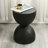 Solid Mango Wood Side End Table, 12.2*18.11 Inch Round Contemporary Wooden Accent Table, Small Round Plant Stand, Burnt Vintage Cracked End Table For The Living Room And Bedroom