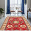 Tapis rouge en laine noué à la main de conception unique 6 pi 5 po x 9 pi 2 po Olia