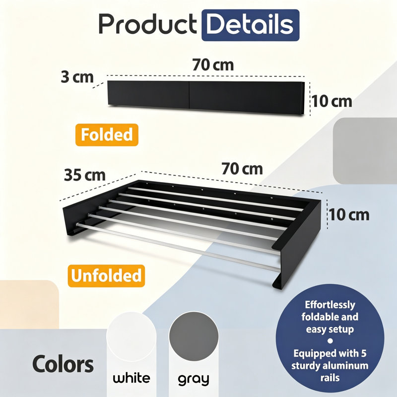 Aluminium, Stainless Steel Wall-Mounted Drying Rack