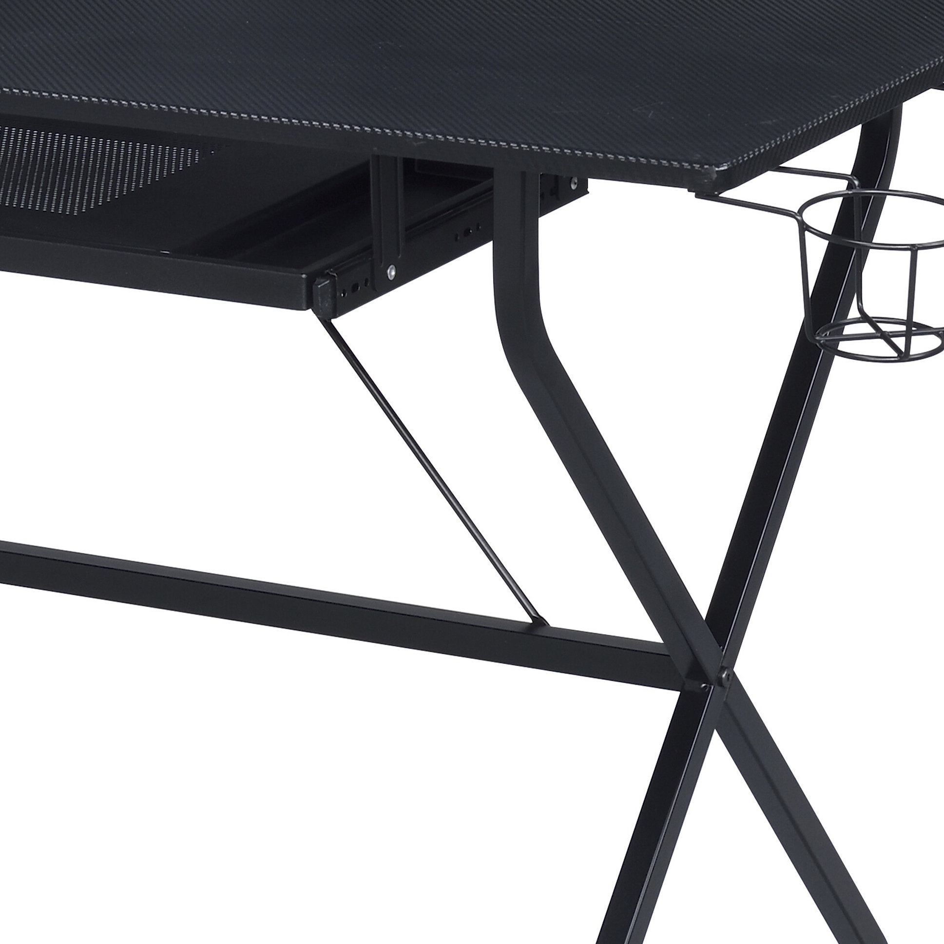 Ivy Bronx Black Writing Desk With Keyboard Tray, Robust Metal ...