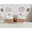 Meuble-lavabo mural 72 po avec lavabo d'art en céramique, 1 tablette de rangement et 4 portes à fermeture en douceur-121938659