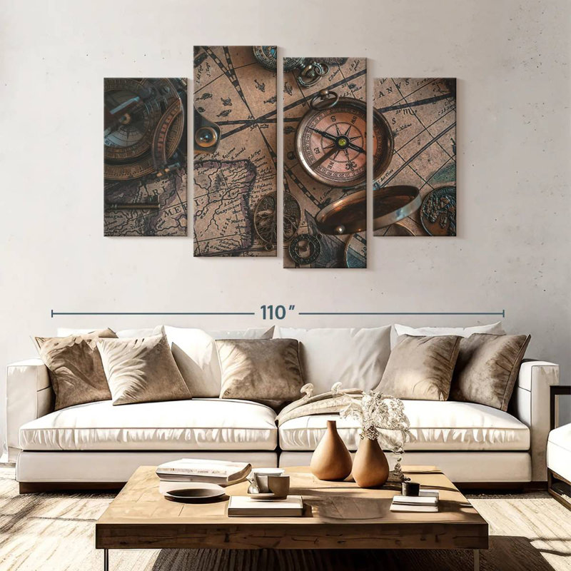 Aletra Map Compass, 54" H x 84" W