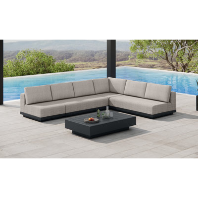 Oslo Aluminum Outdoor Upholstered Sectional Lounge Set– 5-Piece
