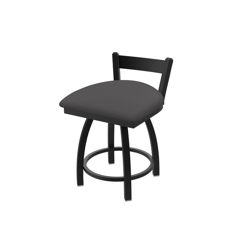 Tabouret de coiffeuse à dossier bas 18 po Catalina, Vinyle - Tempête de galop, Noir froissé