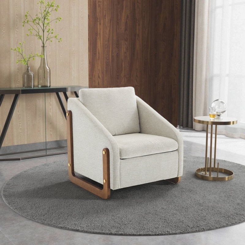 Fauteuil en chenille Modern, Blanc