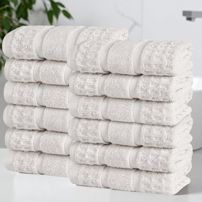  Ensemble de serviettes de bain en coton Zero-Twist - texture gaufrée nid d'abeille - séchage rapide, Pierre