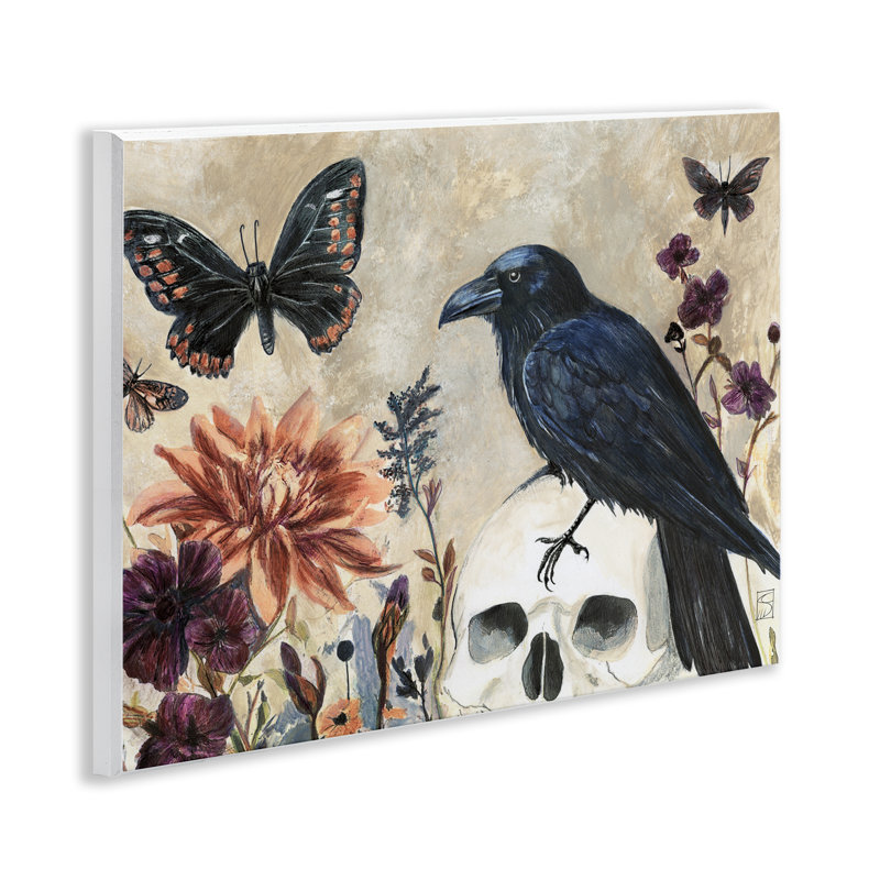 Plaque murale d'Halloween avec corbeaux et papillons, design par Sara Culpepper
