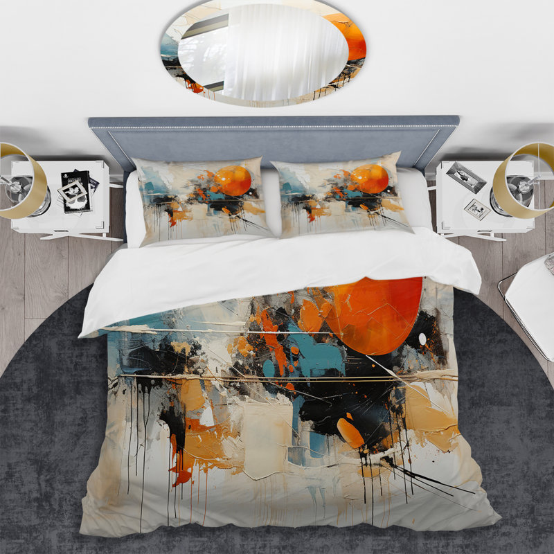 Ensemble de housse de couette en microfibre / polyester Teal Orange Bold Energy III