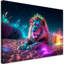Picture, Neon Lion, Nature, Abstraction - No Frame Print on Canvas-4121853