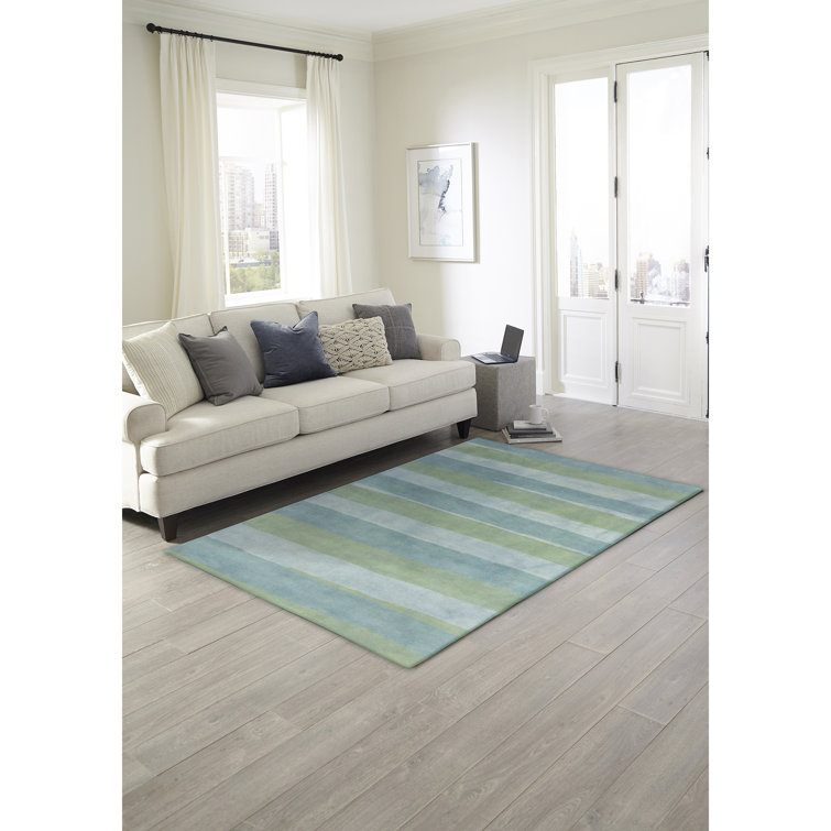 Mullican Striped Handmade Tufted Wool Blue Area Rug