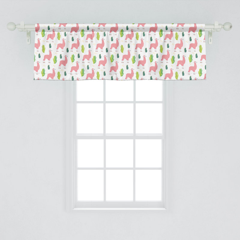 Ambresonne lama cantonnière lot de 2 animaux du désert et cactus blanc rose vert lime, L 54 po x L 12 po