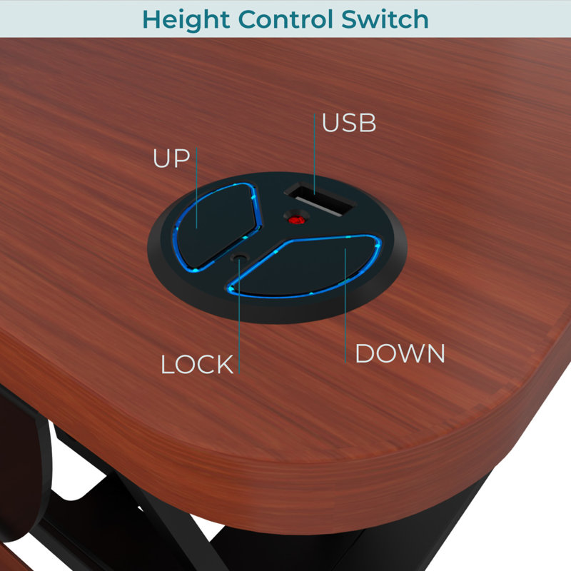 VersaDesk PowerPro Electric Height Adjustable Desk Converter with USB Charging Port – Cherry– 48", 20" H x 48" W x 24" D
