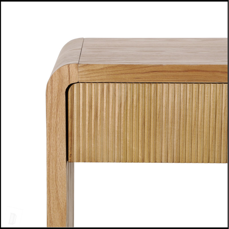 Console moderne à 3 tiroirs avec lattes verticales, conception à bord arrondi pour le rangement du vestibule et du couloir