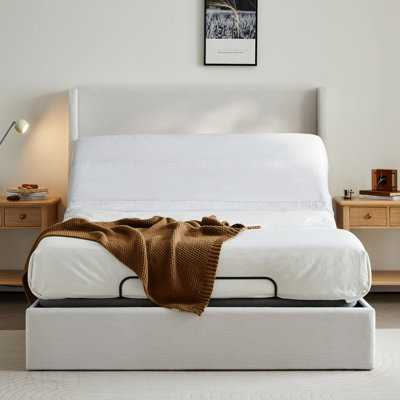 Ergonomic Queen Size Adjustable Bed Frame, Adjustable Bed Frame Base With Head And Foot Incline, Electric Base W/Wireless Remote Control, Massager