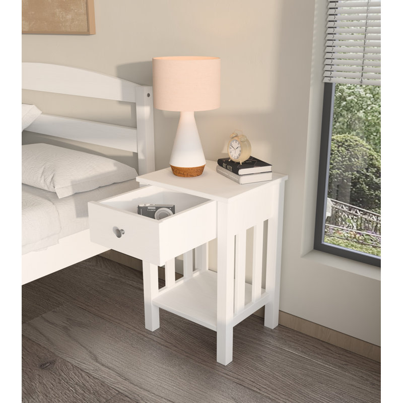Draco 15.75'' W Solid Wood Nightstand, White