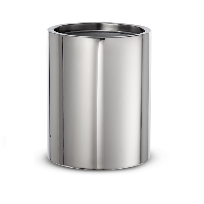 Silver Stainless Steel Minimalist Wastebasket with Metal Liner