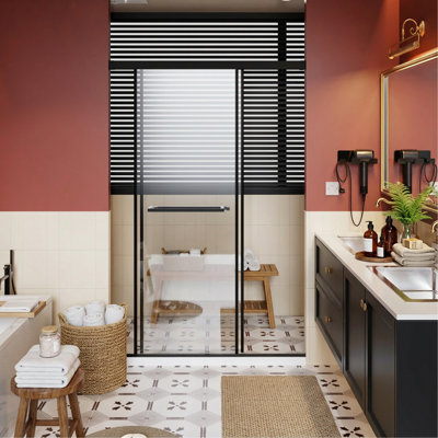 Porte de douche sans cadre 48 po x 72 po, portes coulissantes doubles en aluminium avec rail tampon à fermeture en douceur, installation facile en 30 minutes, conception à l'épreuve des fuites avec seuil en métal allongé