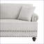 Causeuse en chenille blanche à 2 places 61 po avec garniture cloutée et ampoules Sofas Accoudoirs | Blanc neige | Chenille
