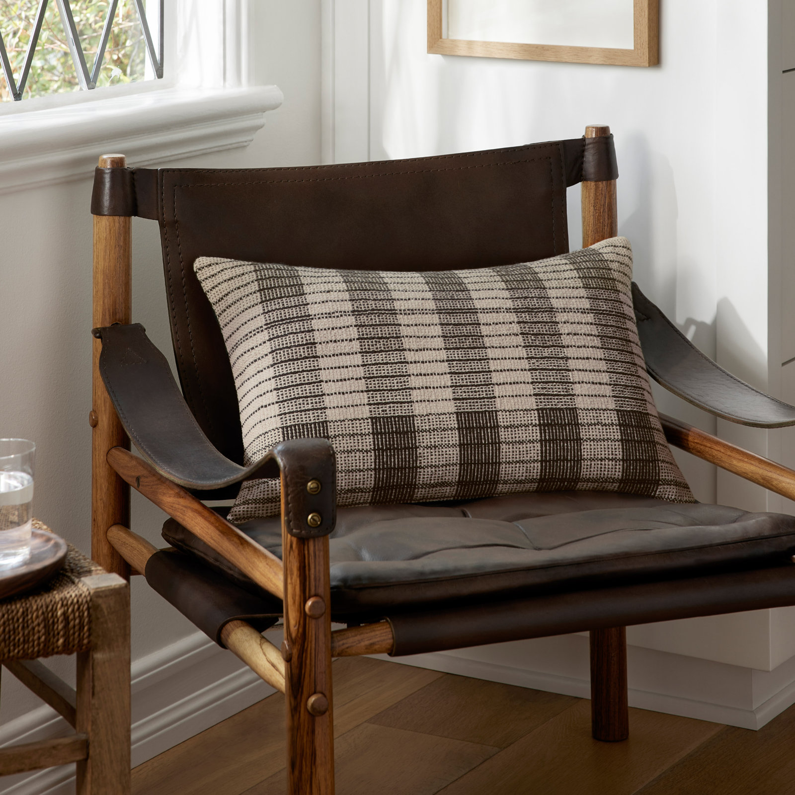 Bernadino Striped Cotton Lumbar Throw Pillow, Down
