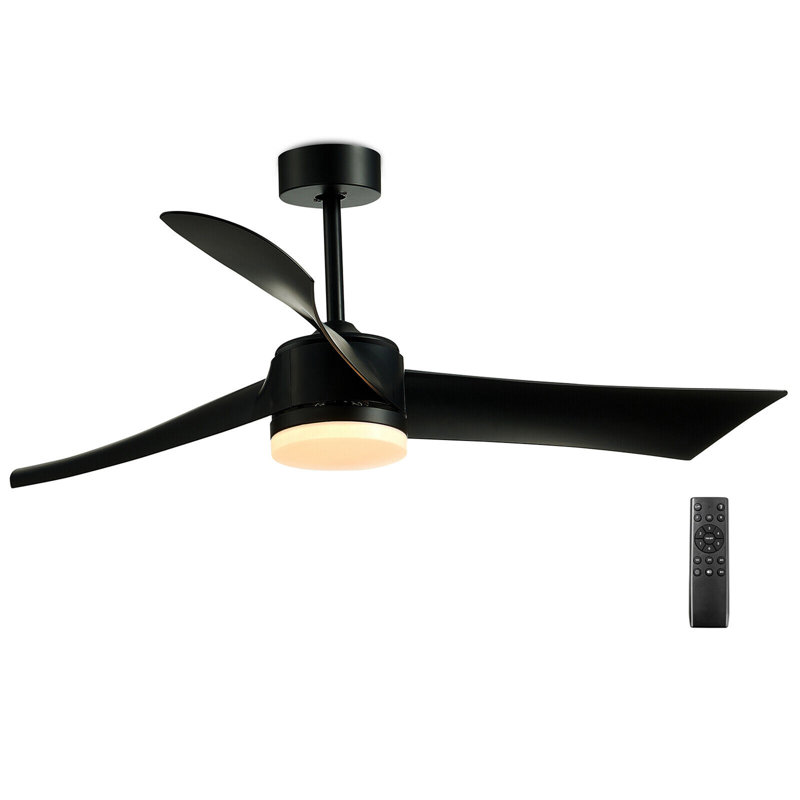 Figgins 52'' Ceiling Fan with Light Kit, Black
