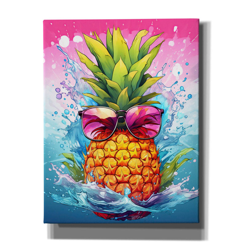 Toile épique «Summer Pineapple 2» par Momart, H 34 po x l 26 po x P 1,5 po