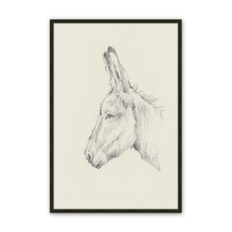 «Donkey Study II» par Ethan Harper, reproduction d'art sur toile, Impression sur cadre ouvert sans papier mat, Noir