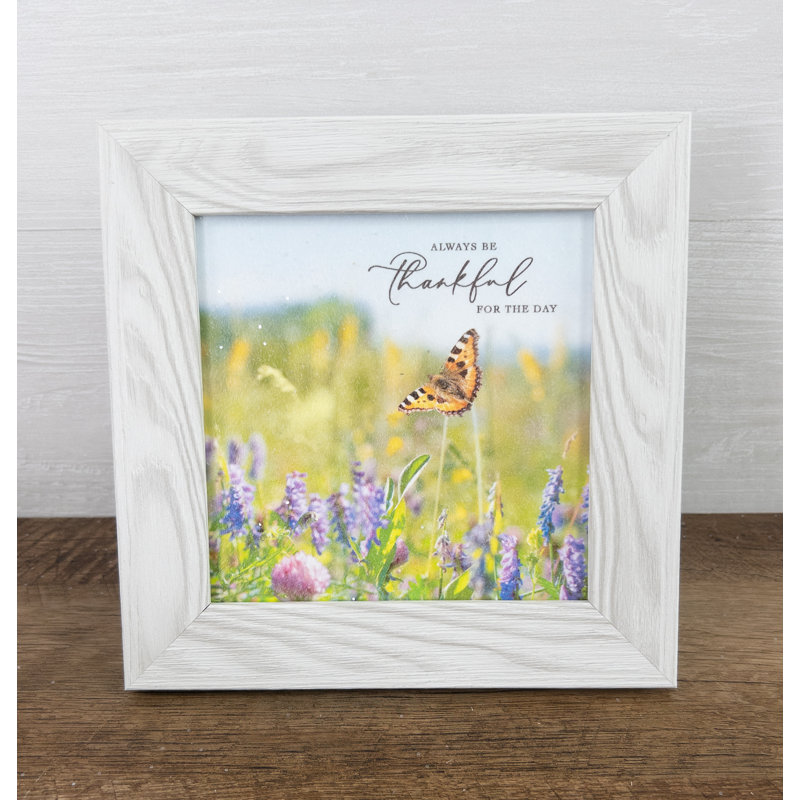 «Always Be Thankful Butterfly», encadré sur papier, Blanc