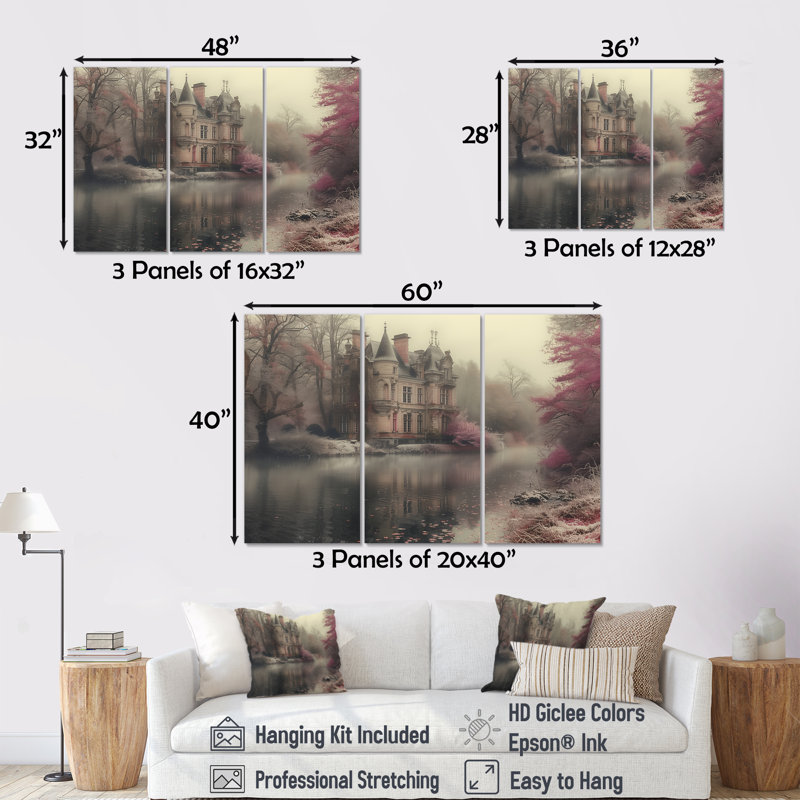Soline - ensemble d'impressions murales Chateaus, H 28 po x l 36 po x P 1 po, Canevas