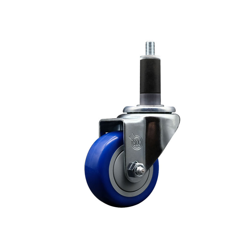 Roulettes pivotantes extensibles en poly bleu 3 pouces 1-1 / 8 pouces SCC