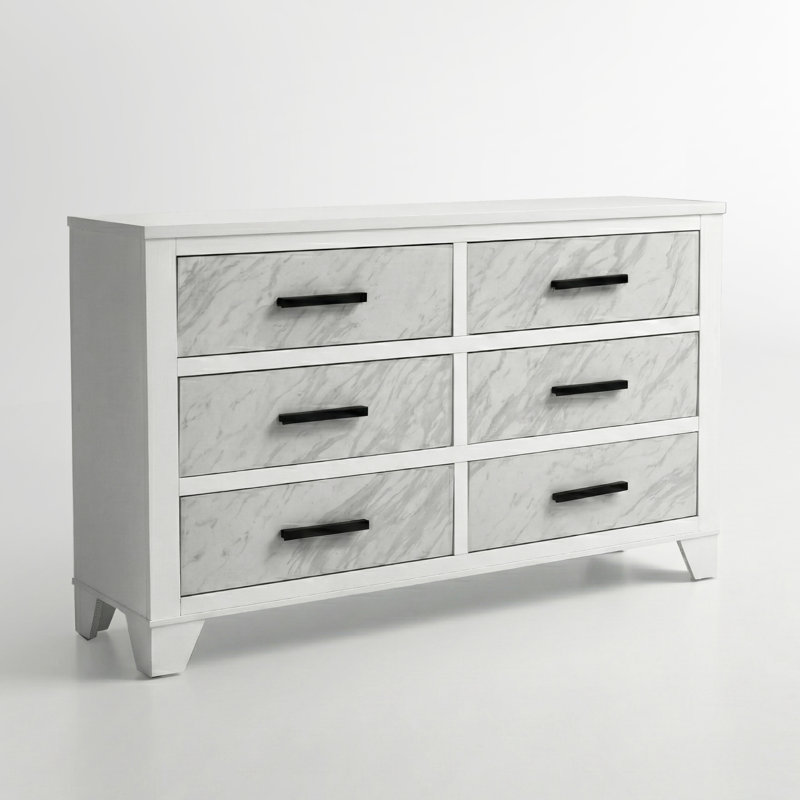 Commode à 6 tiroirs encastrée en faux marbre Bains