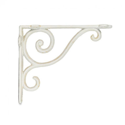 Set Of 2 Antique White Scroll Bracket