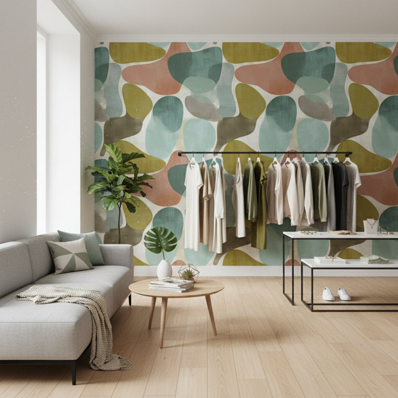 Papier peint moderne Mid-Century Organik Shapes
