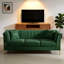 Canapé de style Chesterfield 3 places moderne en velours vert pour le salon avec 2 coussins-1856570921