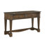 Console de canapé Rox, plateau de 50 pouces, 2 tiroirs avec boutons bronze, brun