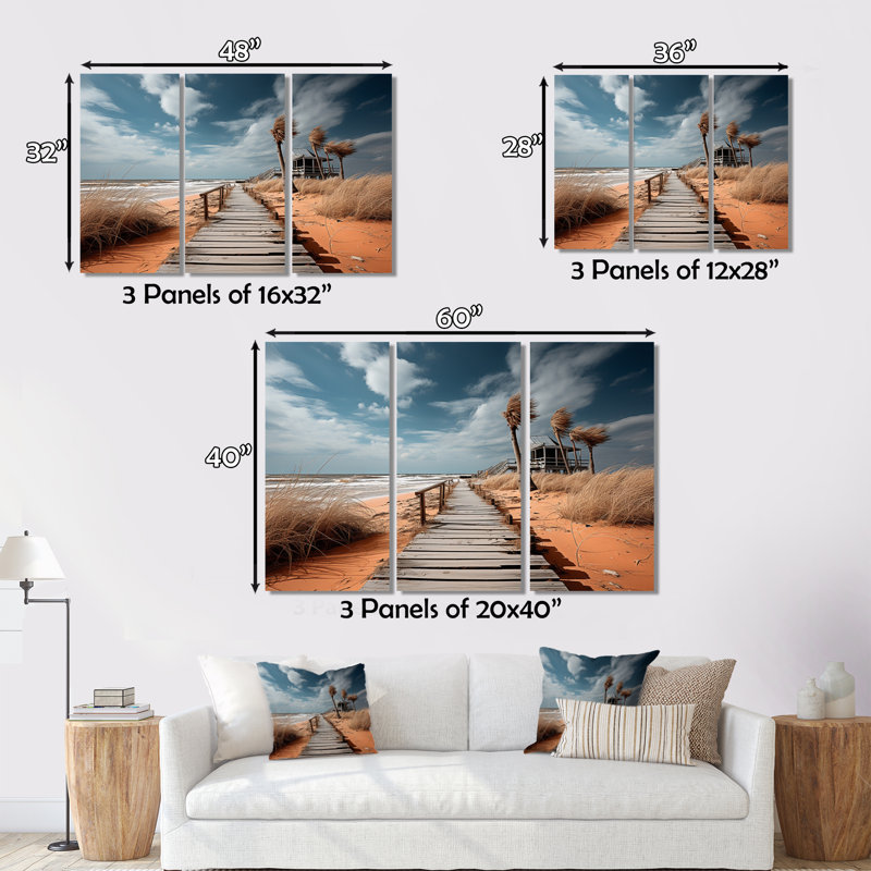 Florida Boardwalk, reproduction de photo sur toile 3 pièces, H 32 po x l 48 po x P 1 po