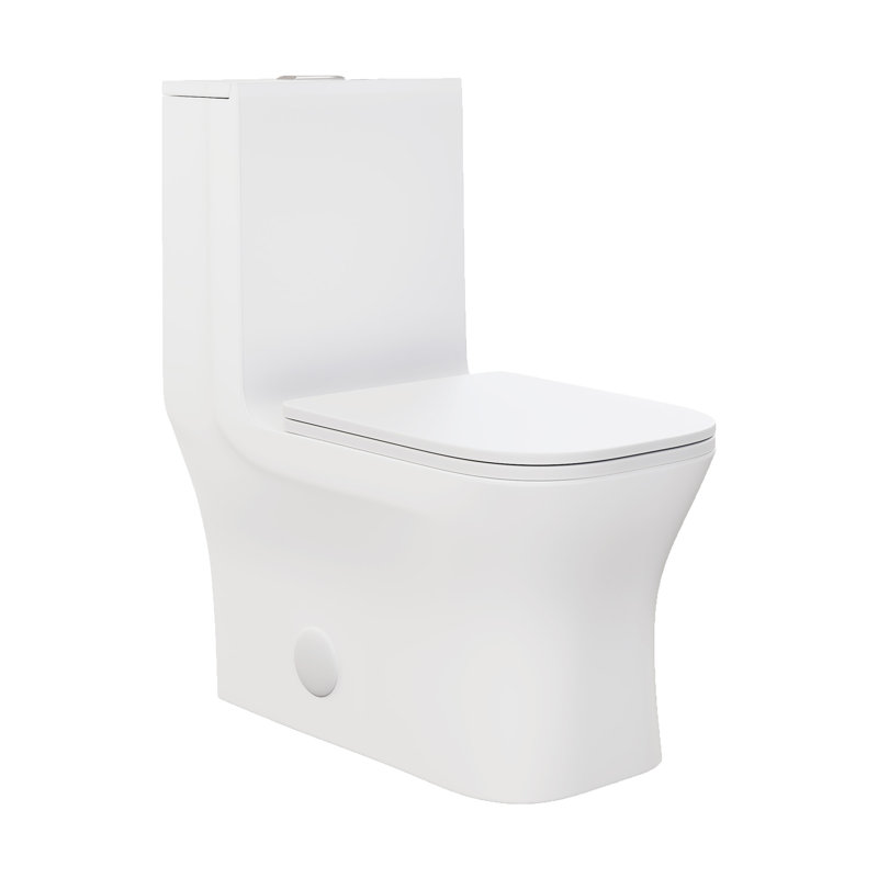 Toilette carrée une pièce à double chasse 1,1 / 1,6 GPP Concorde en blanc mat, Blanc mat, Haut