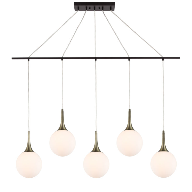 Ovellette 5 - Light LED Kitchen Island Pendant, Brass/Bronze