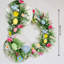 Couronne de Pâques de 18 pouces avec fleurs artificielles printanières, œufs colorés, feuilles d'eucalyptus lavande pour la porte d'entrée