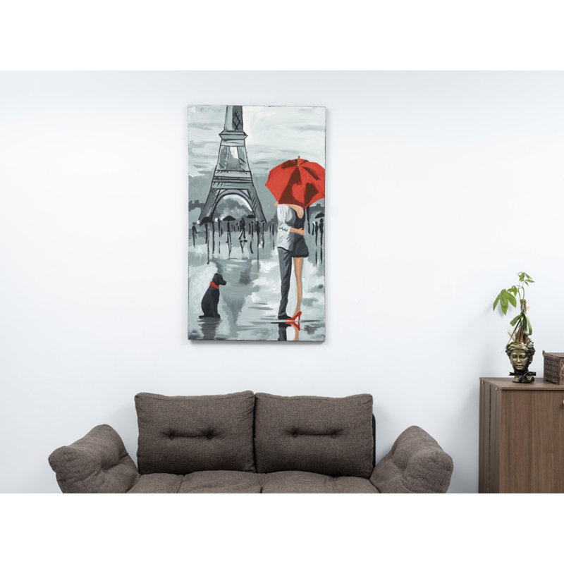 47 po x 19 po, toile murale grise peinte à la main pour un art de détente automnal