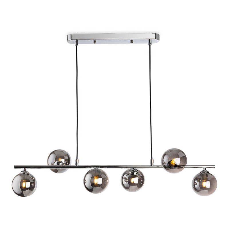 6 - Light Sputnik Pendant, Grey, Chrome