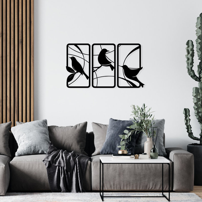 Élégant accessoire mural décoratif en métal, finition noire, 47,2 po x 26,8 po | Fabrication 100% métal, épaisseur: 0,05 pouce | Parfait pour la décoration intérieure moderne, durable et attrayante
