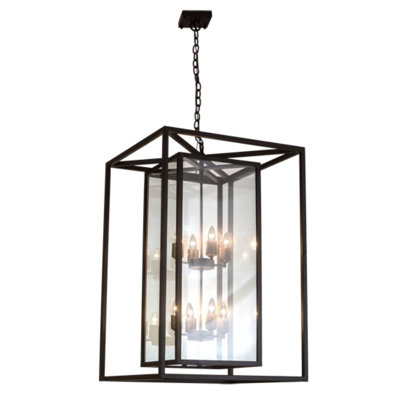 Aubri 8 - Light Steel Dimmable Square / Rectangle Chandelier