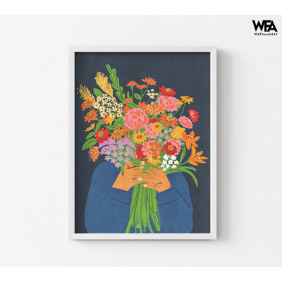 Unique Gifts For Girlfriend Floral Themed Decor, Best Girlfriend Anniversary Gift, Rainbow Flower Bouquet Poster Print Idea
