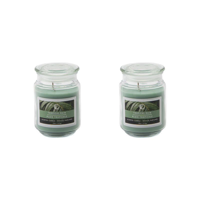 Pot parfumé avec couvercle en verre 18 oz Haight - Ensemble de 2, Pluie tropicale