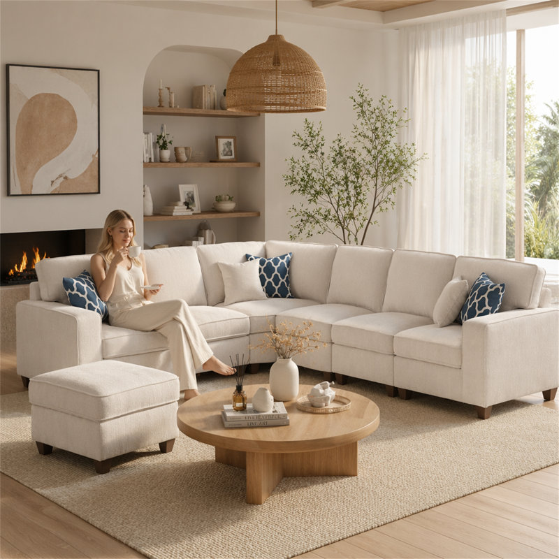 Canapé modulaire avec repose-pieds Rene