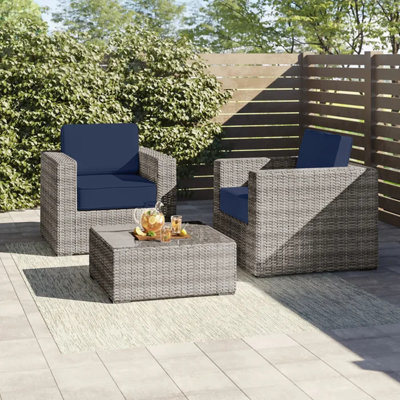 Rattan Wicker 2-Person Seating Set with Cushions